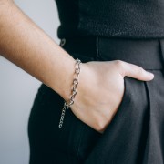 Forzatina 7mm bracciale a maglie alternate - Acciaio inossidabile 304 x16cm