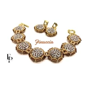 Perle rotonde vintage 14 mm 2 fori - Green Garden x6