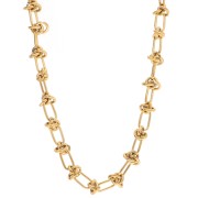 Collana a maglie fantasia con effetto nodo da 7,5 mm - Acciaio inossidabile 304L Dorato x46cm