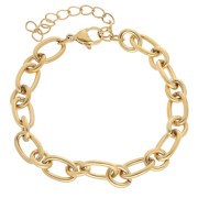 Forzatina Bracciale a maglie alternate da 7 mm - Acciaio inossidabile 304L Dorato x16 cm