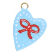 Ciondolo a cuore 12x8 mm stampato UV - Fiocco - Acciaio inossidabile 304L Dorato - Blu - Rosso