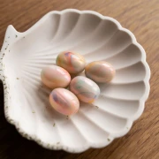 Perla olivastra 21x15 mm in resina opaca - Perla marmorizzata multicolore x1