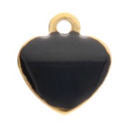 Nero - Ciondoli a cuore 5,5x5 mm con resina epossidica - Acciaio inossidabile 304 Dorato - Nero x4 Ciondoli a cuore 5,5x5 mm con resina epossidica - Acciaio inossidabile 304 Dorato - Nero x4