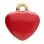 Rosso - Ciondoli a cuore 5,5x5 mm con resina epossidica - Acciaio inox 304 Dorato - Rosso x4 Ciondoli a cuore 5,5x5 mm con resina epossidica - Acciaio inox 304 Dorato - Rosso x4
