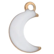 Ciondolo luna 9x5 mm con resina epossidica - Acciaio inossidabile 304 Dorato - Bianco x4