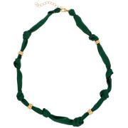 Vert forêt - Collana annodata in tessuto con perle in acciaio inossidabile 304 Dorato - Verde foresta x47cm Collana annodata in tessuto con perle in acciaio inossidabile 304 Dorato - Verde foresta x47cm