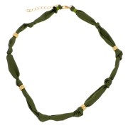 Kaki - Collana annodata in tessuto con perle in acciaio inossidabile 304 Dorato - Khaki x47cm Collana annodata in tessuto con perle in acciaio inossidabile 304 Dorato - Khaki x47cm