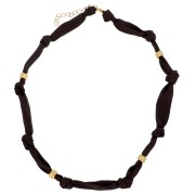 Marrone scuro - Collana annodata in tessuto con Perle in acciaio inossidabile 304 - Marrone scuro x47cm Collana annodata in tessuto con Perle in acciaio inossidabile 304 - Marrone scuro x47cm