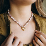 Collana intrecciata in acciaio inossidabile 304 Dorato - bianco - rosa x40 cm