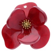 Rosso - Pendenti a forma di fiore in rilievo in acrilico e acciaio inossidabile da 40 mm - Rosso marmorizzato x2 Pendenti a forma di fiore in rilievo in acrilico e acciaio inossidabile da 40 mm - Rosso marmorizzato x2