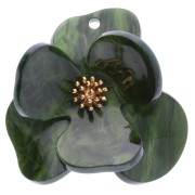 Vert Kaki - Pendenti a rilievo a forma di fiore in acrilico e acciaio inossidabile Dorato da 40 mm - Cachi marmorizzato x2 Pendenti a rilievo a forma di fiore in acrilico e acciaio inossidabile Dorato da 40 mm - Cachi marmorizzato x2