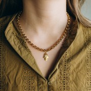 Collare a rete Jaseron 7 mm - acciaio inossidabile 304 Dorato x45cm