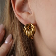 Orecchini design 25x19 mm - Acciaio inossidabile 304 Dorato x2