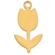 Ciondolo a tulipano 14x7,5 mm con resina epossidica - Acciaio inossidabile 304 Dorato - Rosa - Verde x1