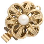 Chiusura a fiore a clip da 14 mm con imitazione della madreperla - Oro x1