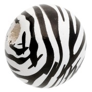 Perle di legno rotonde da 16 mm - motivo Zebra - Bianco - Nero x10