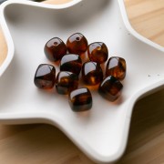 Perle cubiche irregolari 16x17 mm - Acrilico traslucido - Marmo ambrato x10