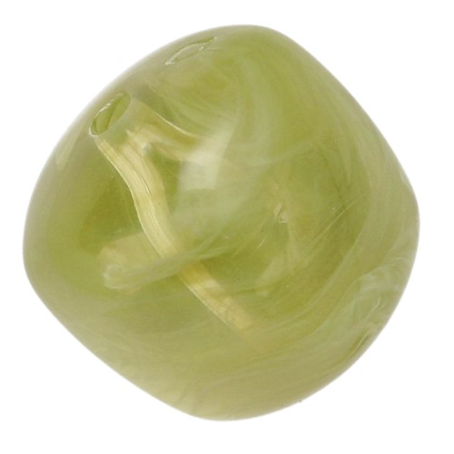 Perle cubiche irregolari 16x17 mm - Acrilico traslucido - Oliva marmorizzata x10