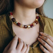 Perle cubiche irregolari 16x17 mm - Acrilico opaco - Marrone marmorizzato x10