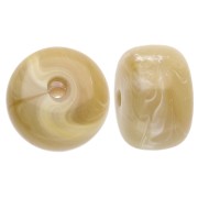 Perle rotonde a fori larghi 14,5x9 mm in acrilico opaco beige scuro marmorizzato x20