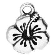 Argentato brunito - Ciondolo fiore di ibisco 17x14 mm - Placcatura in argento antico x1 Ciondolo fiore di ibisco 17x14 mm - Placcatura in argento antico x1