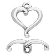 Argentato brunito - Chiusura a forma di cuore 17x14 mm - Impiallacciatura in argento invecchiato x1 Chiusura a forma di cuore 17x14 mm - Impiallacciatura in argento invecchiato x1