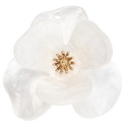 Pendenti a fiore in rilievo 40 mm in acrilico acciaio inossidabile Dorato bianco marmorizzato x2