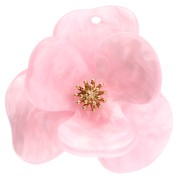 Rosa chiaro - Pendenti a fiore in rilievo 40 mm Acrilico Acciaio inossidabile Dorato Rosa chiaro marmorizzato x2 Pendenti a fiore in rilievo 40 mm Acrilico Acciaio inossidabile Dorato Rosa chiaro marmorizzato x2