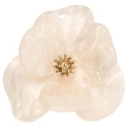 Pendenti a fiore in rilievo 40 mm Acrilico Acciaio inossidabile Dorato Beige marmorizzato x2