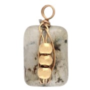 Ciondolo rettangolare 13x6 m - Pietra semipreziosa Labradorite - Acciaio inossidabile 304 Dorato x1