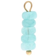 Ciondolo rondelle 4,5 mm Pietra semipreziosa Aventurina blu - Acciaio inossidabile 304 Dorato x1