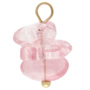 Ciondoli 16 mm imitazione quarzo Strawberry - acciaio inossidabile 304 Dorato x1