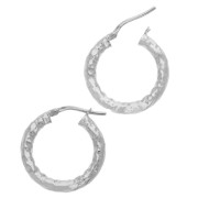Orecchini a cerchio martellato 21 mm - Filo 3 mm - Argento 925 x2