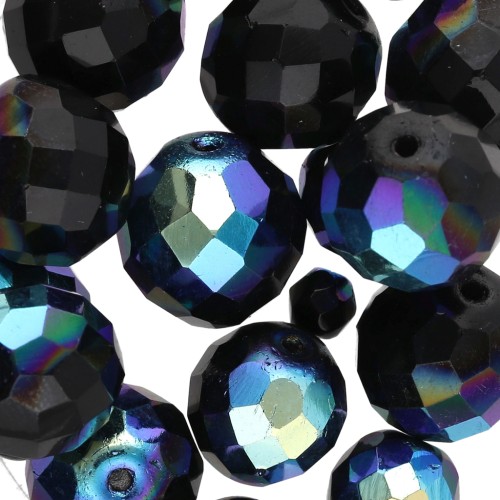 Assortimento di perle di Boemia - Perle sfaccettate miste - Nero metallizzato n°2 x50g
