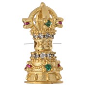 Perlina etnica 15x7 mm con ossidi di zirconio - Dorata con oro fino - Multicolore