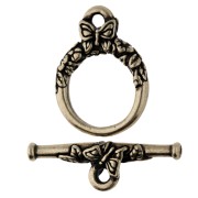 Chiusura a T rotonda da 15 mm - motivo a farfalla - Bronzo x1