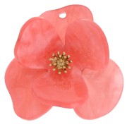 Ciondoli a rilievo a forma di fiore in acrilico e acciaio inossidabile dorato da 40 mm - Corallo marmorizzato x2