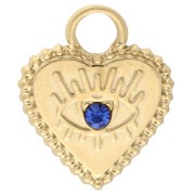 Ciondolo a forma di cuore 15,5x13 mm con strass - Acciaio inossidabile 304 Gold - Blu x1