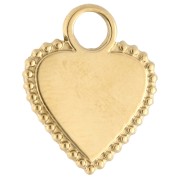 Ciondolo a forma di cuore 15,5x13 mm con strass - Acciaio inossidabile 304 Gold - Blu x1