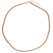 Collana in corda ritorta di poliestere 4 mm - Acciaio inossidabile 304 Gold - Beige scuro x46cm