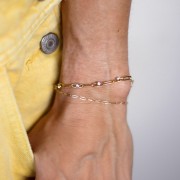 Bracciale rettangolare con maglia da 3,2 mm e ossidi di zirconio - Acciaio inossidabile 304 x17cm