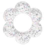 Ciondolo fiore in acrilico 14 mm - Argento glitter AB x1