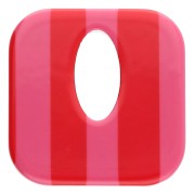 Rosa - Ciondolo quadrato in acetato, cavo 21 mm - Rosa - Strisce rosse x1 Ciondolo quadrato in acetato, cavo 21 mm - Rosa - Strisce rosse x1