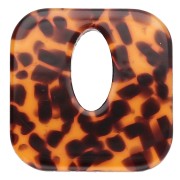 Ciondolo quadrato in acetato, cavo 21 mm - Terrazzo Brown - Nero x1