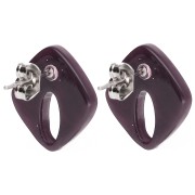 Orecchini a perno con diamante cavo 16x14 mm in acrilico - Viola marmorizzato glitter x2