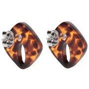 Orecchini con diamante cavo 16x14 mm in acetato - Terrazzo Brown - Nero x2