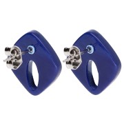 Orecchini con diamante cavo 16x14 mm in acrilico - Glitter blu notte marmorizzato x2