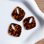 Ciondolo con diamante cavo in acetato 28x25 mm - Terrazzo Brown - Nero x1