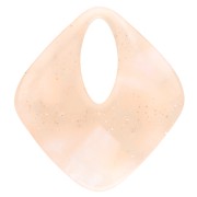 Ciondolo in acetato a forma di diamante cavo 28x25 mm - Glitter pesca chiaro marmorizzato x1