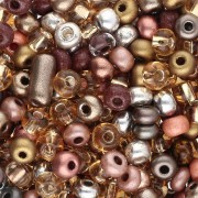 Preciosa Perle di semi 6/0 4 mm - Mix Multi Brown - Argento x20g